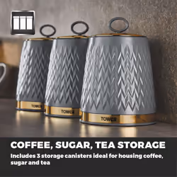 Tower Empire Grey/Bronze Tea Coffee Sugar Storage Canisters T826091GRY