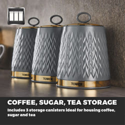 Tower Empire Grey/Bronze Tea Coffee Sugar Storage Canisters T826091GRY
