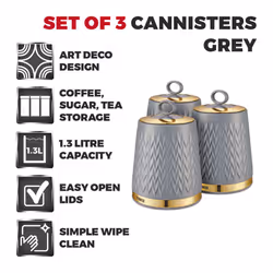 Tower Empire Grey/Bronze Tea Coffee Sugar Storage Canisters T826091GRY