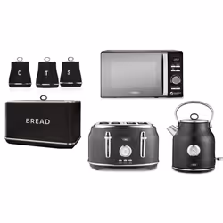 Tower Renaissance Black Kettle Toaster Microwave Bread Bin Canisters