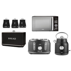 Tower Renaissance Black Kettle Toaster Microwave Bread Bin Canisters
