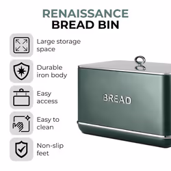 Tower Renaissance Green Kettle 4 Slice Toaster Bread Bin Canisters Set