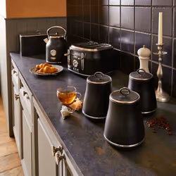 Tower Renaissance Black Kettle, 4 Slice Toaster Canisters Kitchen Set
