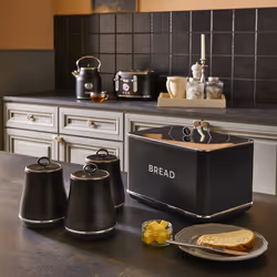 Tower Renaissance Black Breadbin & Canisters Stylish Matching Set