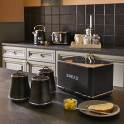 Tower Renaissance Black Breadbin & Canisters Stylish Matching Set
