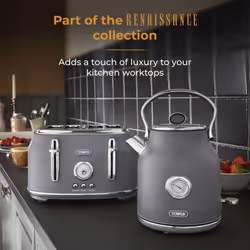 Tower Renaissance Grey Kettle Toaster Microwave Bread Bin & Canisters