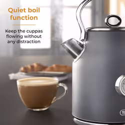 Tower Renaissance Grey Kettle 4 Slice Toaster Bread Bin Canisters Set