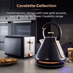 Tower Cavaletto Pyramid Kettle & 2 Slice Toaster Set Black/Rose Gold