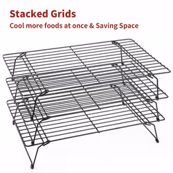 Set of 3 High-Carbon Steel Tier Non-Stick Stackable Cooling Rack