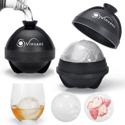 Vinsani 2pc Ice Cube Ball Moulds Reusable Sphere Shaped Ice Ball Maker