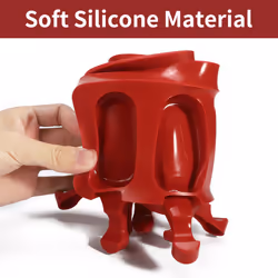 Vinsani Ice Lolly Mould Silicone 8 Cavity Lolly with 50 Sticks - Red