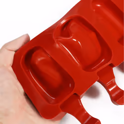 Vinsani Ice Lolly Mould Silicone 8 Cavity Lolly with 50 Sticks - Red