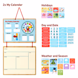 SOKA My Family Calendar Magnetic Wooden Weather Board for Kids
