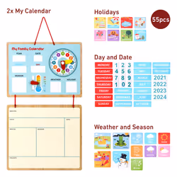 SOKA My Family Calendar Magnetic Wooden Weather Board for Kids
