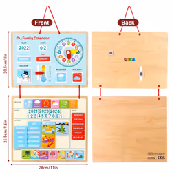 SOKA My Family Calendar Magnetic Wooden Weather Board for Kids