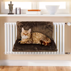 Vinsani Fleece Lined Pet Radiator Bed Cosy Hammock - Coffee