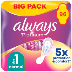 Always Platinum Normal (Size 1) Sanitary Towels with Wings 96 Pads