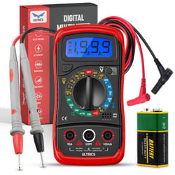 ULTRICS Multimeter, Voltmeter Ammeter Ohmmeter Circuit Checker with Backlight LCD Test Leads, Portable Multi Tester Measures OHM AC DC Voltage Current
