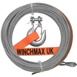 WINCHMAX Winch Cable/Wire Rope 15m x 5mm with 1/4 inch Clevis Hook, suitable for winches up to 4,000lb