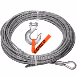 Steel Rope 25m X 14mm, Hole Fix. 1/2 Inch Clevis Hook.