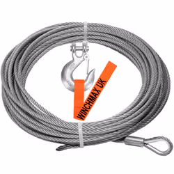 WINCHMAX Winch Cable Wire Rope 26m x 9.5mm with 3/8 inch Clevis Hook. Suitable for winches up to 13,500lb (Hole In The Drum F ...