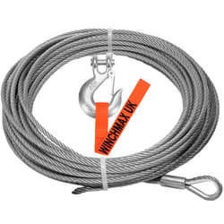 WINCHMAX Winch Cable Wire Rope 26m x 9.5mm with 3/8 inch Clevis Hook. Suitable for winches up to 13,500lb (Hole In The Drum Fitting)