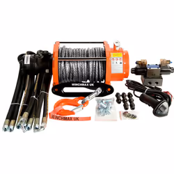 10,000lb Hydraulic Winch, 25m x 10mm Dyneema Rope. 24V System.