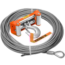 Steel Rope 25m x 14mm. Orange Roller Fairlead. 1/2 Inch Clevis Hook.