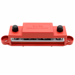 WINCHMAX Bus Bar 250a 4 x M8 terminals. 8 screw terminals. Red.