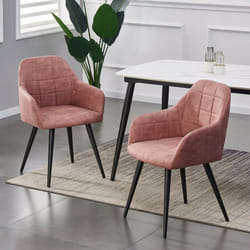 MCC Faux Matte Suede Leather Dining Chairs | Accent Chairs home & restaurants, Adrian 2x - Pink