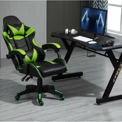 Swivel Gaming Chair Faux Leather Desk Tilt Chair A - GREEN
