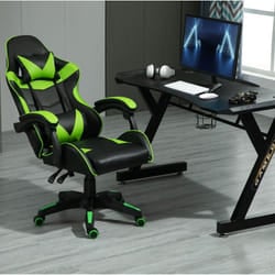 Swivel Gaming Chair Faux Leather Desk Tilt Chair A - GREEN