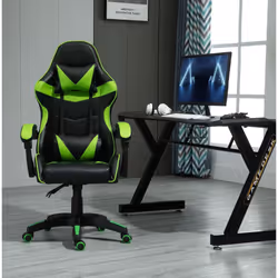 Swivel Gaming Chair Faux Leather Desk Tilt Chair A - GREEN