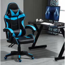 Swivel Gaming Chair Faux Leather Desk Tilt Chair A - BLUE