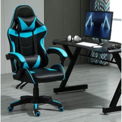 Swivel Gaming Chair Faux Leather Desk Tilt Chair A - BLUE