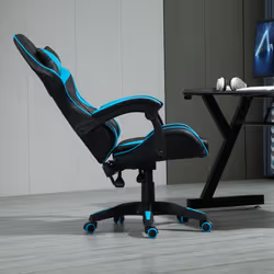 Swivel Gaming Chair Faux Leather Desk Tilt Chair A - BLUE