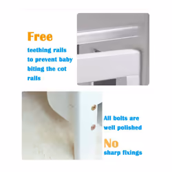 MCC BABY COT BED Wooden Baby Cot Bed & Rollaway Drawer & Aloe Vera Water Repellent Mattress(Orlando Drawer) - Grey - Additional view 5