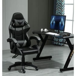 Swivel Gaming Chair Faux Leather Desk Tilt Chair A - GREY