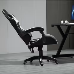 Swivel Gaming Chair Faux Leather Desk Tilt Chair A - WHITE