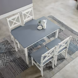 5pc MCC Classic Wooden Dining Table Set - Grey