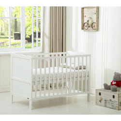MCCÂ® Wooden Baby Cot Bed "Orlando" & Water repellent Mattress - White