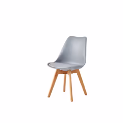 MCC Dining Chairs with Wooden Legs Soft Cushion Pad Stylish DELUXE Retro EVA - Grey, 4