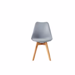 MCC Dining Chairs with Wooden Legs Soft Cushion Pad Stylish DELUXE Retro EVA - Grey, 4