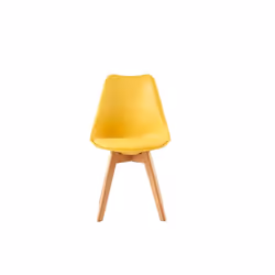MCC Dining Chairs with Wooden Legs Soft Cushion Pad Stylish DELUXE Retro EVA - Yellow, 4