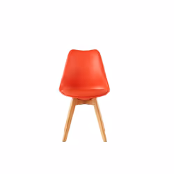 MCC Dining Chairs with Wooden Legs Soft Cushion Pad Stylish DELUXE Retro EVA - Red, 4