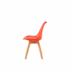 MCC Dining Chairs with Wooden Legs Soft Cushion Pad Stylish DELUXE Retro EVA - Red, 4