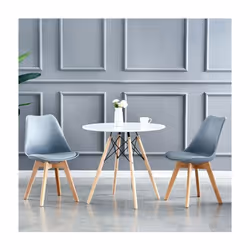 MCC Dining Chairs with Wooden Legs Soft Cushion Pad Stylish DELUXE Retro EVA - Grey, 2
