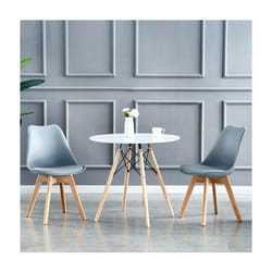 MCC Dining Chairs with Wooden Legs Soft Cushion Pad Stylish DELUXE Retro EVA - Grey, 2