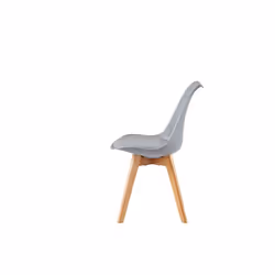 MCC Dining Chairs with Wooden Legs Soft Cushion Pad Stylish DELUXE Retro EVA - Grey, 2