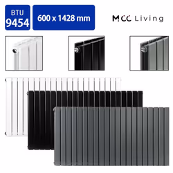 MCC Radiator Horizontal Vertical Designer Flat Panel Central Heating Radiator Heater - Grey, 600x1428 mm Double